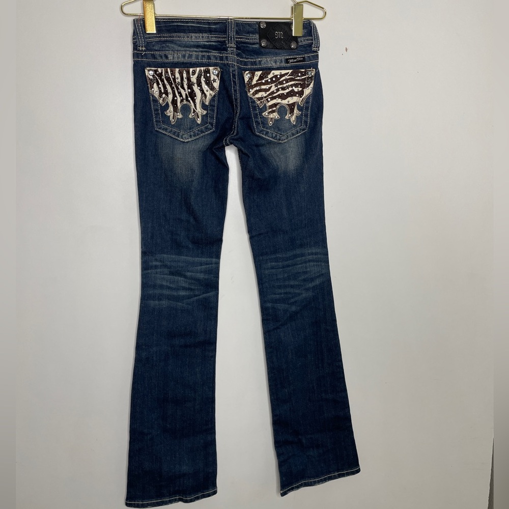 Miss Me JW5193B Boot Jeans Cow Print Studded Pocket 26